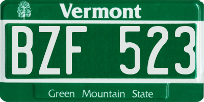 VT license plate BZF523