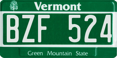 VT license plate BZF524