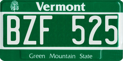 VT license plate BZF525