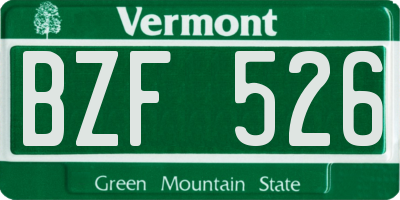 VT license plate BZF526