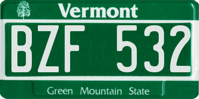 VT license plate BZF532