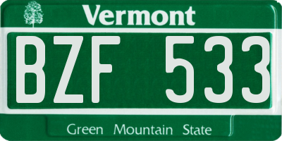 VT license plate BZF533