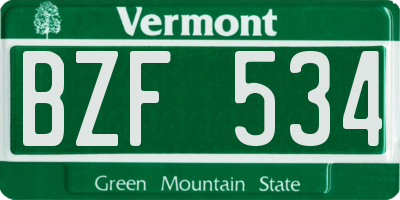 VT license plate BZF534