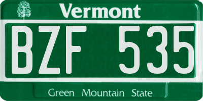 VT license plate BZF535