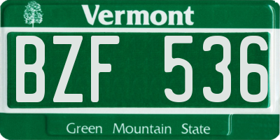 VT license plate BZF536