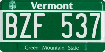 VT license plate BZF537