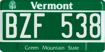 VT license plate BZF538