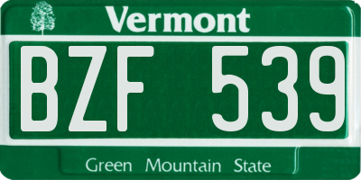 VT license plate BZF539