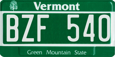 VT license plate BZF540