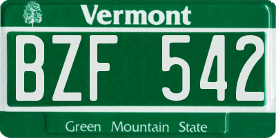 VT license plate BZF542