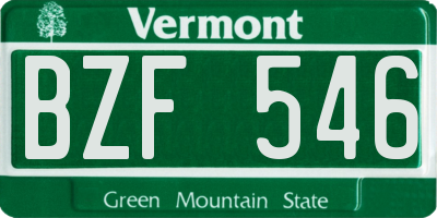 VT license plate BZF546