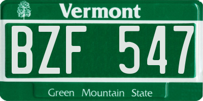 VT license plate BZF547