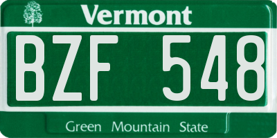 VT license plate BZF548