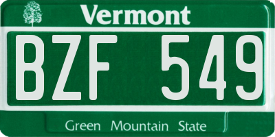 VT license plate BZF549