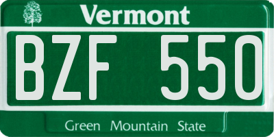 VT license plate BZF550