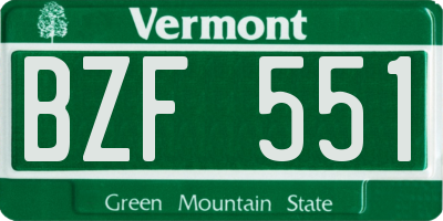 VT license plate BZF551