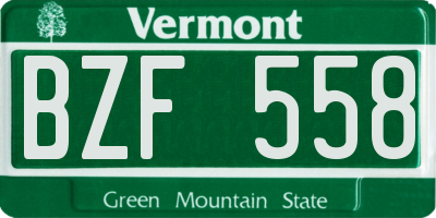 VT license plate BZF558