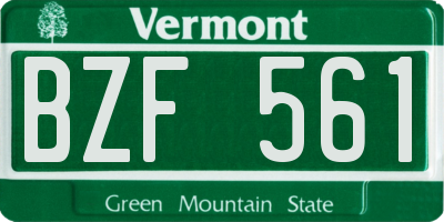 VT license plate BZF561