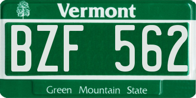 VT license plate BZF562