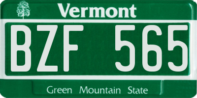 VT license plate BZF565