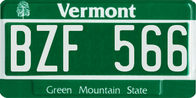 VT license plate BZF566