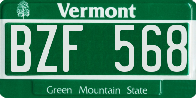 VT license plate BZF568