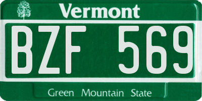 VT license plate BZF569