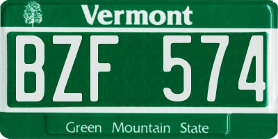 VT license plate BZF574