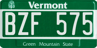 VT license plate BZF575