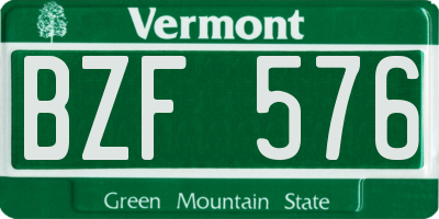 VT license plate BZF576