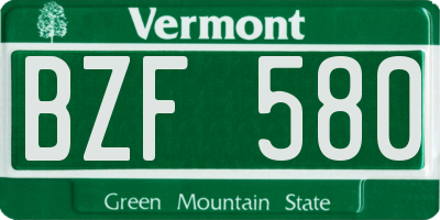 VT license plate BZF580