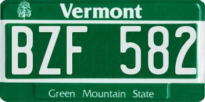 VT license plate BZF582