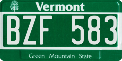 VT license plate BZF583