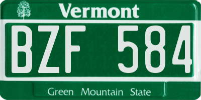 VT license plate BZF584
