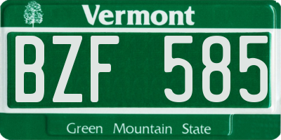 VT license plate BZF585