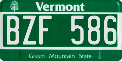 VT license plate BZF586