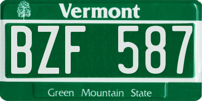 VT license plate BZF587