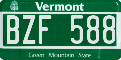 VT license plate BZF588