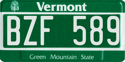 VT license plate BZF589