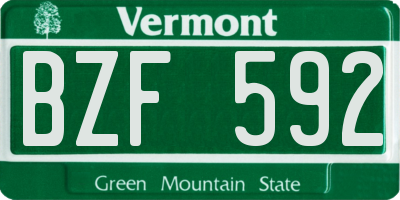VT license plate BZF592