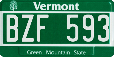 VT license plate BZF593