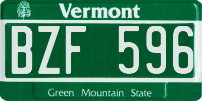 VT license plate BZF596