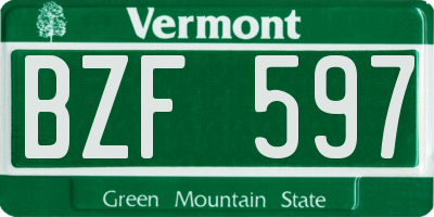 VT license plate BZF597