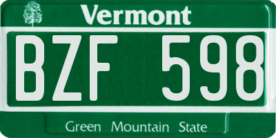 VT license plate BZF598