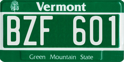 VT license plate BZF601
