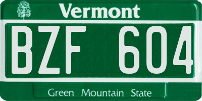 VT license plate BZF604