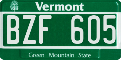 VT license plate BZF605