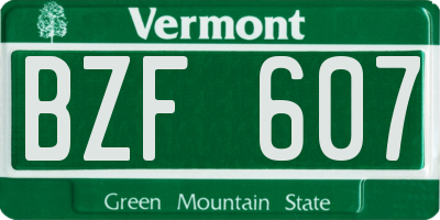 VT license plate BZF607