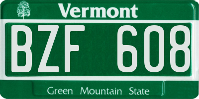 VT license plate BZF608