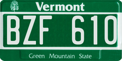 VT license plate BZF610
